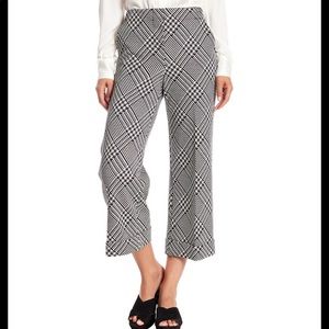 Trina Turk Cohen Knit Glen Plaid Wide Leg Pant.